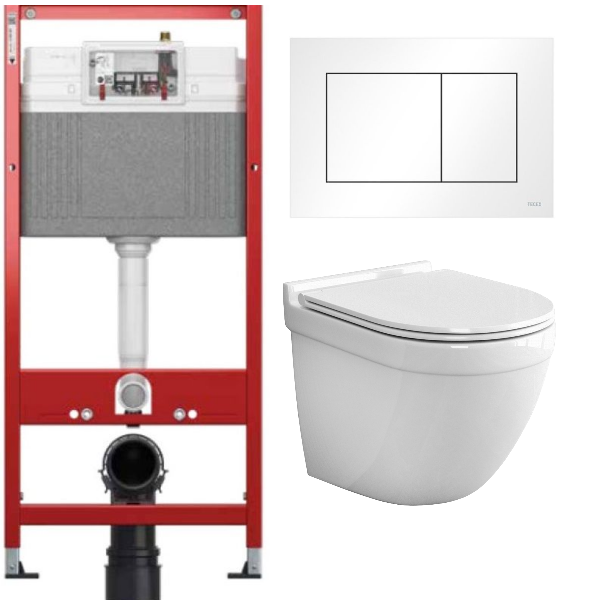 Комплект: инсталляция TECEbase kit 9400413 с белой кнопкой и подвесным унитазом Teymi Iva T40601